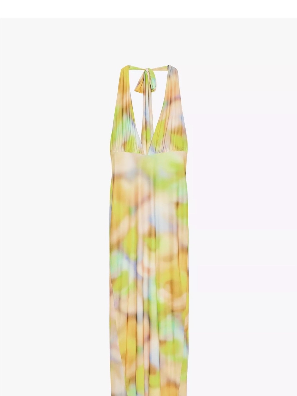 Zara Multi Green Tie-Dye Halter Maxi Dress
